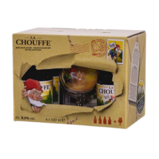 La Chouffe Cadeauset 4 flesjes 33cl met Glas