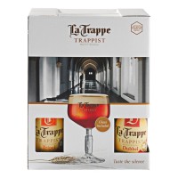 La Trappe Bierpakket Trappist 4 Flesjes 33cl + Bokaal Glas Met Cadeau verpakking!