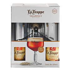 La Trappe Bierpakket Trappist 4 Flesjes 33cl + Bokaal Glas Met Cadeau verpakking!