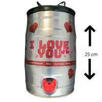Valentijn I Love You Party Fust Biervat 5 Liter Tapvat met Kraantje