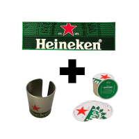 Heineken Barmat Rubber met Vilthouder en Viltjes rol Origineel Cadeau Pakket (Heineken gift set)