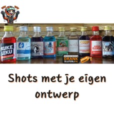   Shotjes Drop Likeur 2cl Bedrukt met Eigen logo/Foto + Eigen Tekst Doos 12 stuks