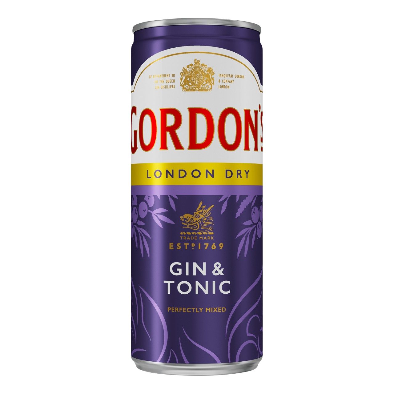 Gordons gin tonic premix blikjes tray van 12 stuks 25cl kant en klaar gemixt