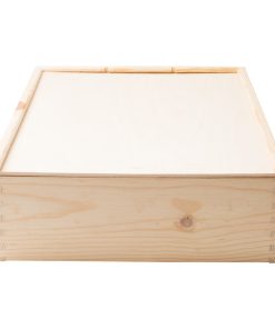 Wijnkist 3 vaks met schuifdeksel van hout voor drie wijnflessen