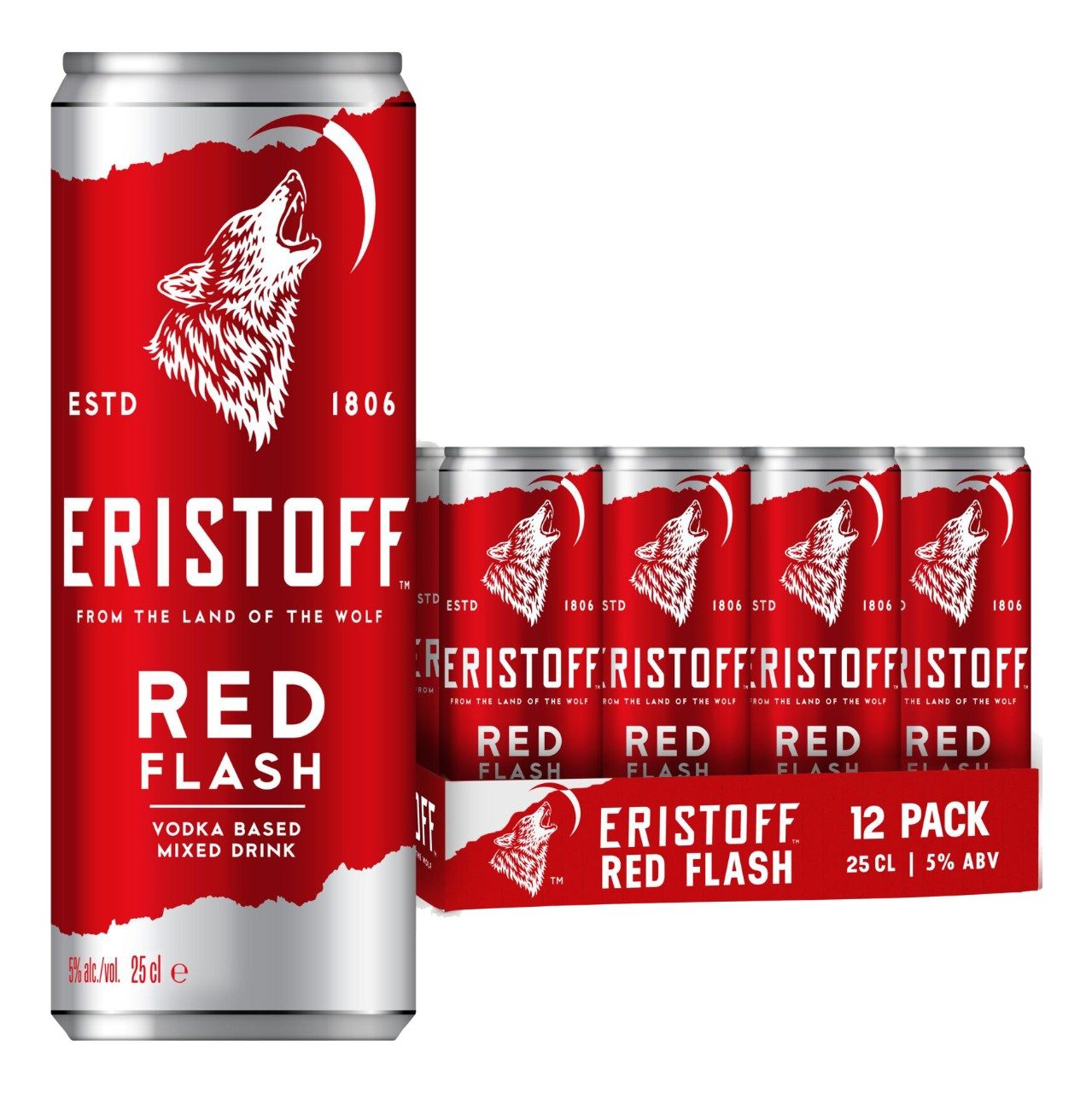 Eristoff Red Flash Blikjes 25cl Tray 12 Stuks – vodka energy premix