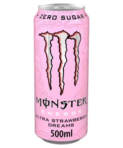 Monster Ultra Strawberry Dreams Energy Drink Blikjes 50cl Tray 12 Stuks met aardbeiensmaak