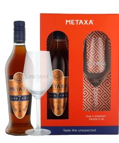 Metaxa Zeven Ster 70cl Met 1 Glas & Cadeau Verpakking Griekse cadeauset met fles en glas