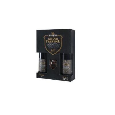 Speciaalbier in kratten met Duvel, Erdinger en La Trappe naast een biercadeau met glas